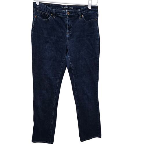 Lands end jeans womens size 12 blue mid rise straight jean denim classic - Picture 1 of 10